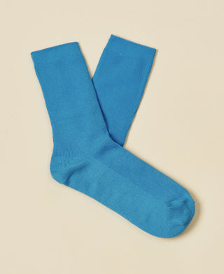 Women's Thin-Ribbed Cotton Socks Breeze - Azure