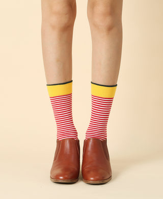 Women's Striped Red Cotton Sock