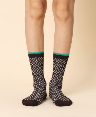 Women's Darkbrown Argyle Novelty Sock