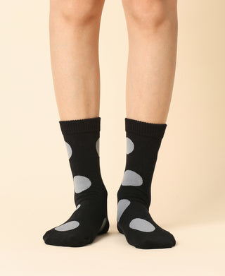 Women's Polka Dot Cotton Socks - Black
