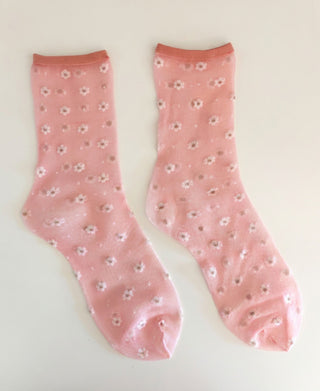 Daisy Sheer Floral Crew Socks