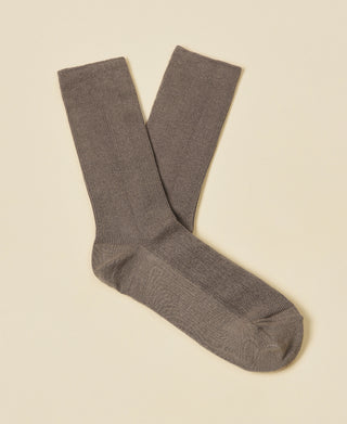 Women's Thin-Ribbed Cotton Socks Breeze -  Taupe