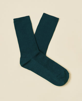 Women's Thin-Ribbed Cotton Socks Breeze - Pine