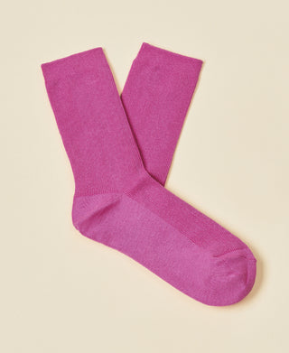 Women's Thin-Ribbed Cotton Socks Breeze - Fuchsia