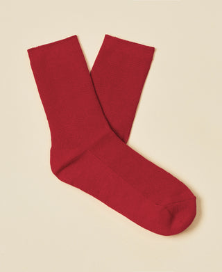 Women's Thin-Ribbed Cotton Socks Breeze - Crimson