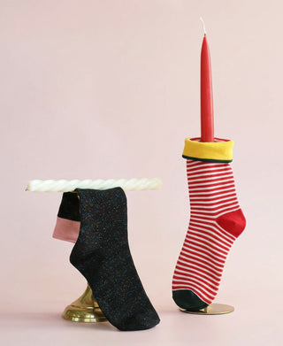 Women's Striped Red Cotton Sock