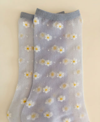 Daisy Sheer Floral Crew Socks