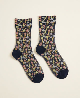 Floral Sheer Crew Socks