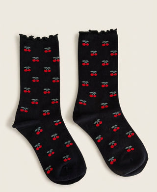 Women's Cherry Wink Cotton Socks