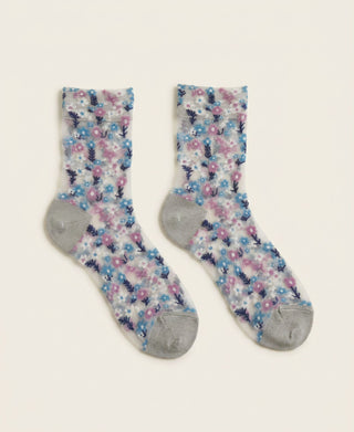 Floral Sheer Crew Socks