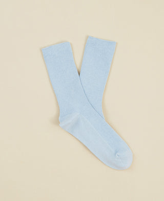 Women's Thin-Ribbed Cotton Sock Breeze - Baby Blue