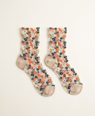 Floral Sheer Crew Socks