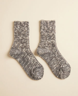 Unisex Marled Ribbed Crew Socks