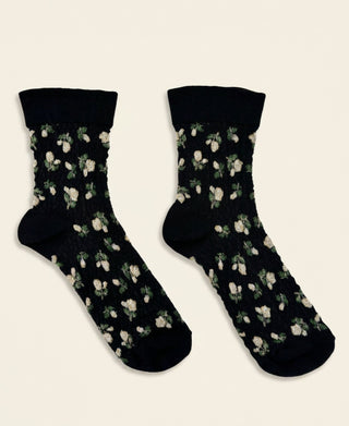 Rosebud Relief-Knit Cotton Crew Socks