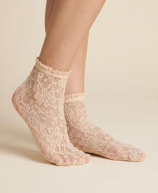 Floral Lace Ruffle Ankle Socks Rosset