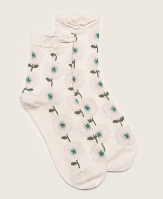 Relief-Knit Floral Cotton Crew Socks