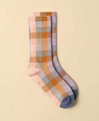 Women's Carreaux Colorblock Cotton Crew Socks