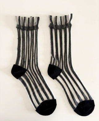 Striped Sheer Crew Socks