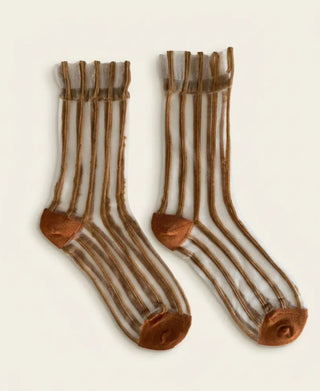 Striped Sheer Crew Socks