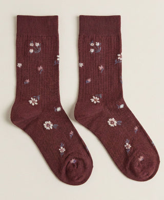 Meadow Pointelle Floral Cotton Crew Socks