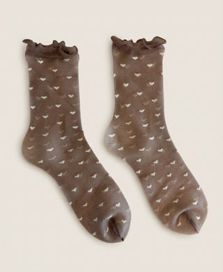 Heart Sheer Crew Socks