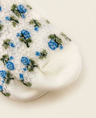 Rosebud Relief-Knit Cotton Crew Socks
