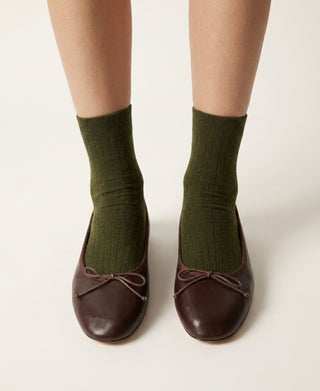 Silky Modal Ribbed Crew Socks