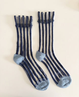 Striped Sheer Crew Socks