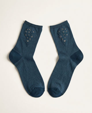 Bouquet Embroidered Sheer Crew Socks