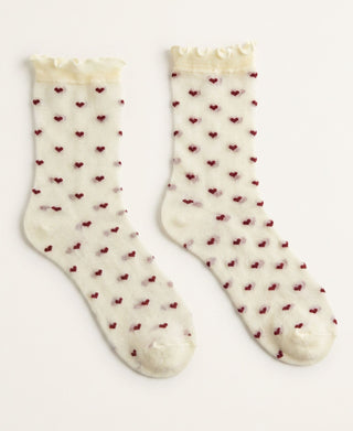 Heart Sheer Crew Socks