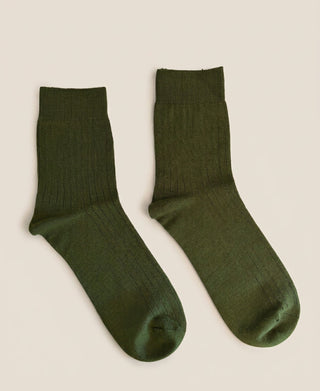 Silky Modal Ribbed Crew Socks