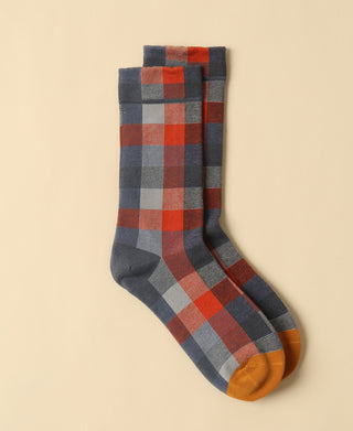 Women's Carreaux Colorblock Cotton Crew Socks