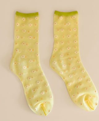 Daisy Sheer Floral Crew Socks