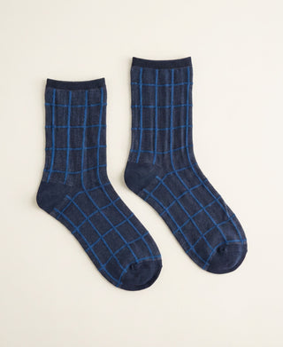 Glimmer Grid Sheer Socks