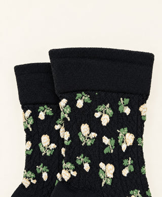 Rosebud Relief-Knit Cotton Crew Socks