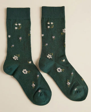 Meadow Pointelle Floral Cotton Crew Socks