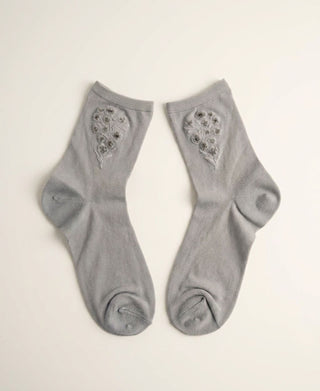 Bouquet Embroidered Sheer Crew Socks