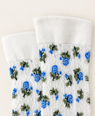 Rosebud Relief-Knit Cotton Crew Socks