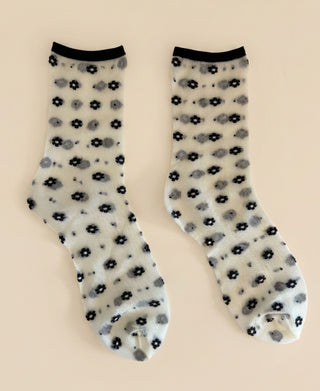 Daisy Sheer Floral Crew Socks