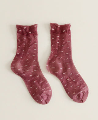 Heart Sheer Crew Socks
