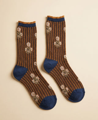 Garden Stripe Relief Knit Crew Socks