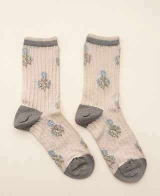 Garden Stripe Relief Knit Crew Socks