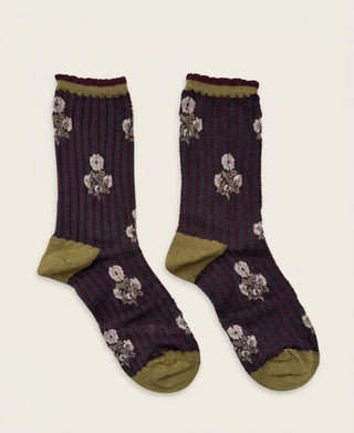 Garden Stripe Relief Knit Crew Socks