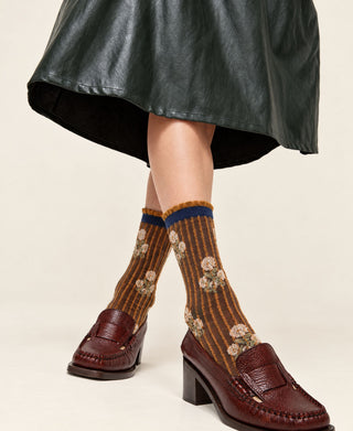Garden Stripe Relief Knit Crew Socks