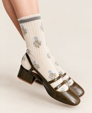 Garden Stripe Relief Knit Crew Socks
