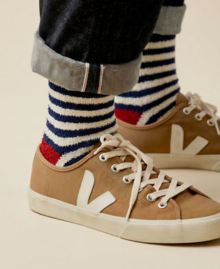 Women's Mousse Striped Terry Cotton Crew Socks
