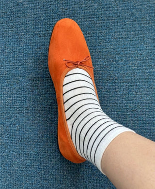 Classic Fine-Stripe Cotton Crew Socks