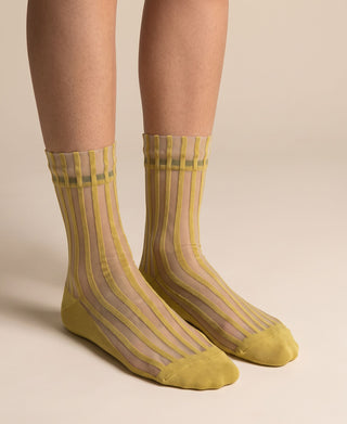 Striped Sheer Crew Socks