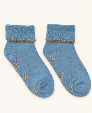 Crochet-Trim Terry Gripper Lounge Socks