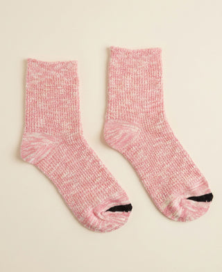 Marled Ribbed Cotton Crew Socks